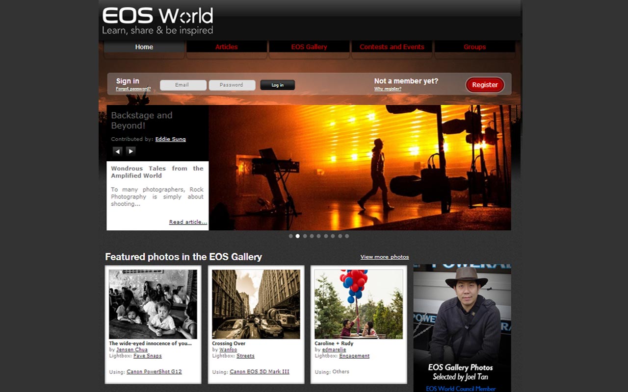 Canon EOS World Home Page On Drupal