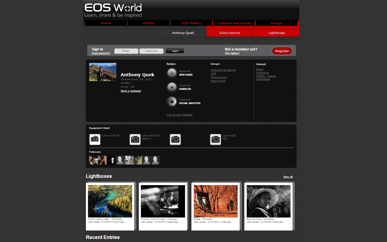 EOS World Member Profile Page